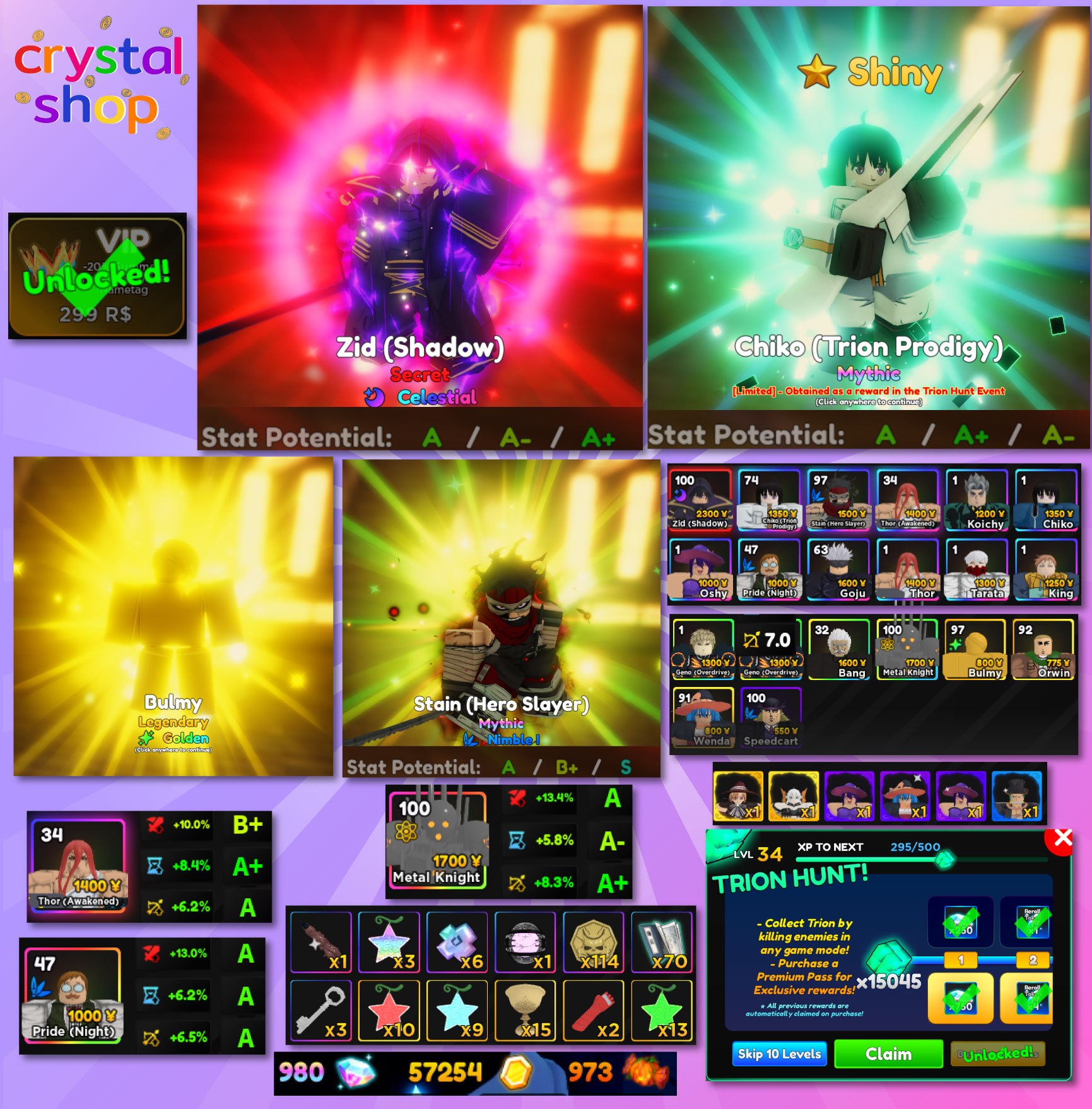 [Anime Adventures/AA] Lv.61 | *Secret* Zid(Celestial) | Pride(Nim1)+Shiny Chiko | GoldenBulmy+Oshy | ไอดีสะอาด
